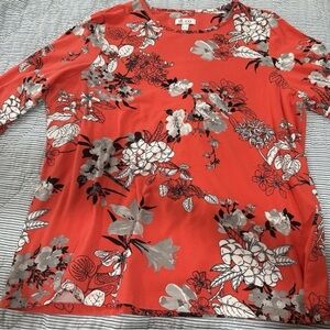 Denim and Co size XL women’s red floral top